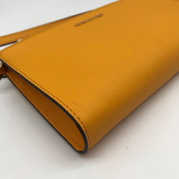 Michael Kors Sun Yellow Saffiano Leather Jet Set Travel Convertible Crossbody - Picture 6 of 11